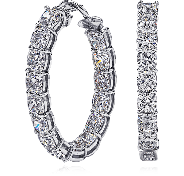 Hoop Earrings, White Diamonds, 15.55ct. Total