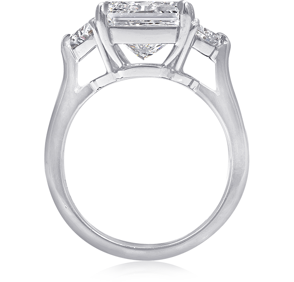 Three Stone Engagement Ring, White Diamonds, 4.85ct. Total