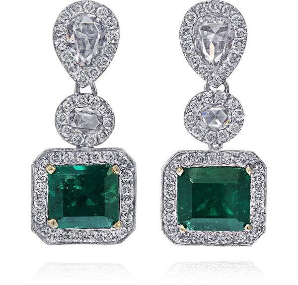 Drop Earrings, White Diamonds, 4.09ct. Total