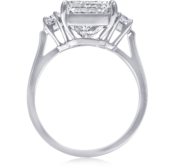 Three Stone Engagement Ring, White Diamonds, 6.12ct. Total