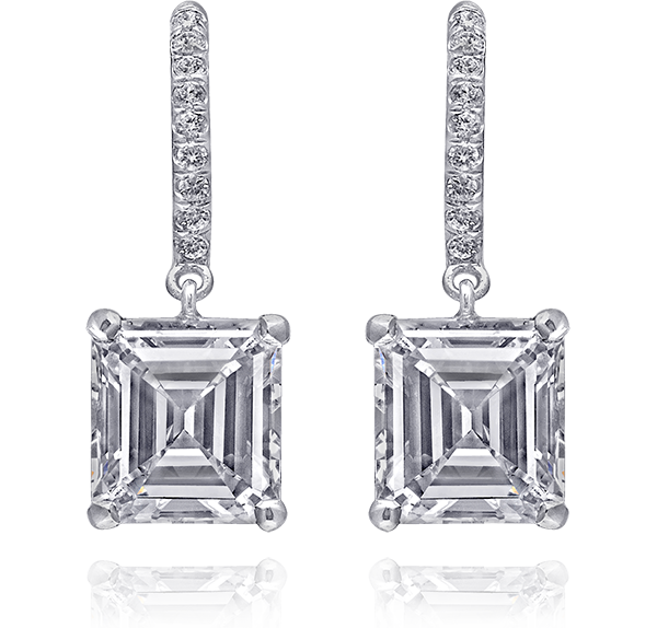 Drop Earrings, White Diamonds, 4.26ct. Total