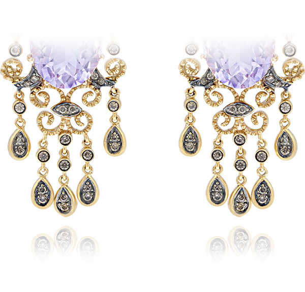 Chandelier Earrings, Brown Diamonds