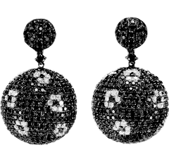 Drop Earrings, Black And White Diamonds, 11.85ct. Total