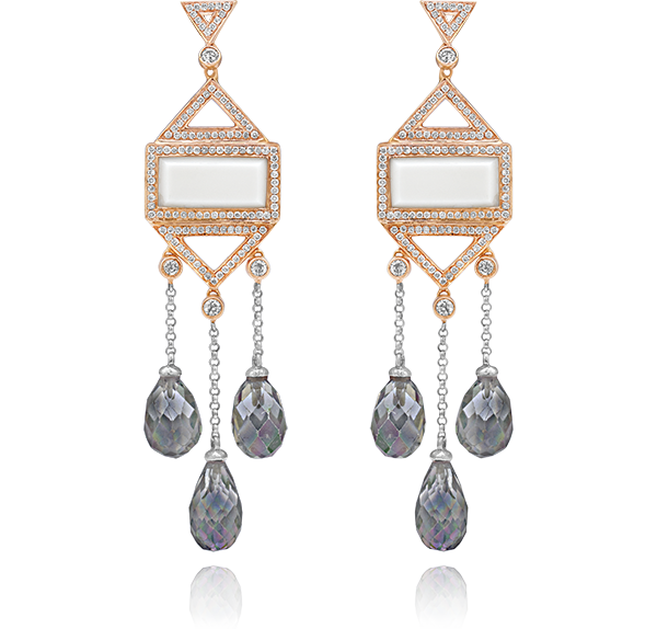 Drop Earrings, Diamonds, 0.97ct. Total