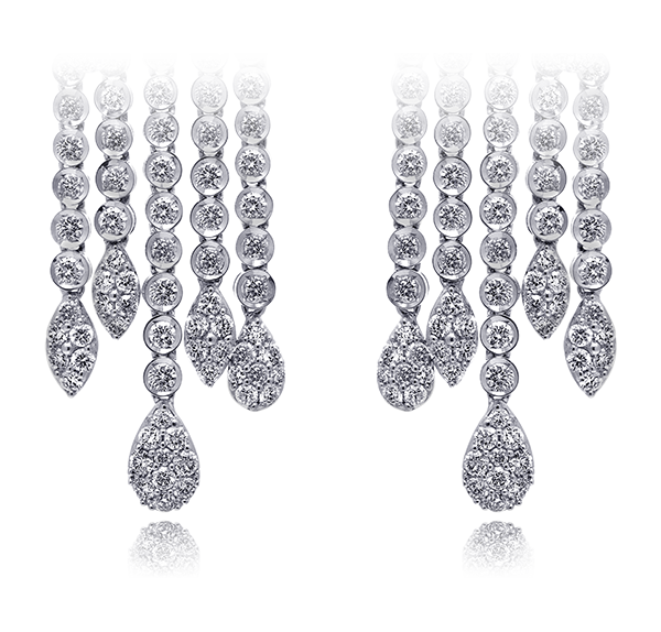 Chandelier Earrings, Diamonds, 37.53ct. Total