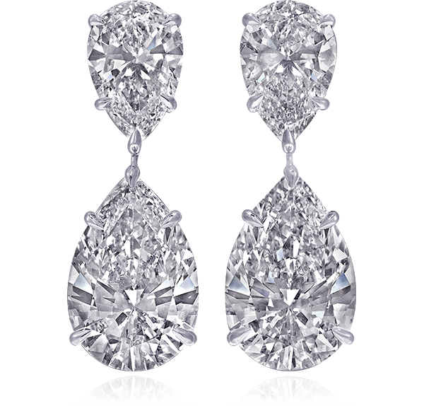 Drop Earrings, White Diamonds, 14.66ct. Total