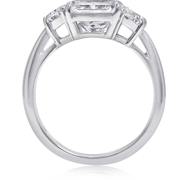 Three Stone Engagement Ring, White Diamonds, 3.71ct. Total