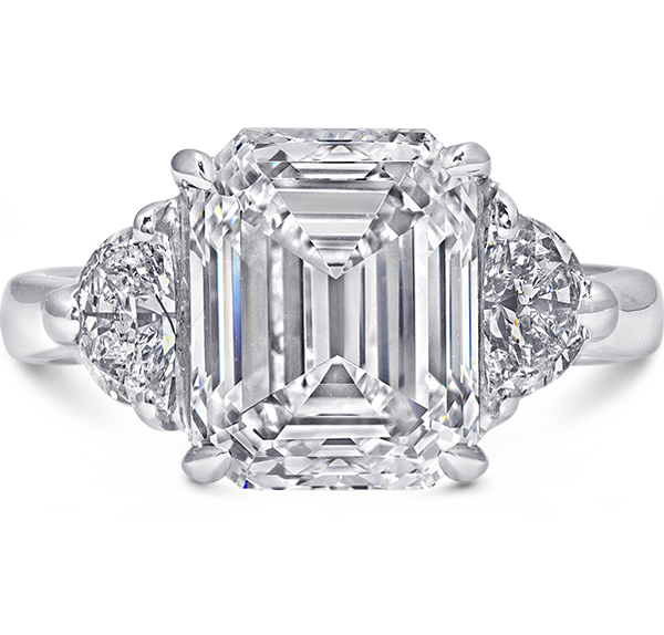 Three Stone Engagement Ring, White Diamonds, 4.87ct. Total