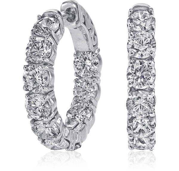 Hoop Earrings, Diamonds, 4.73ct. Total