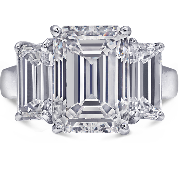 Three Stone Engagement Ring, White Diamonds, 7.07ct. Total