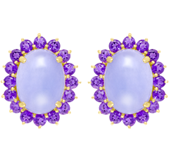 Amethyst Button Earrings