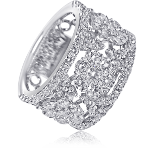 Wedding Band, White Diamonds, 3.52ct. Total