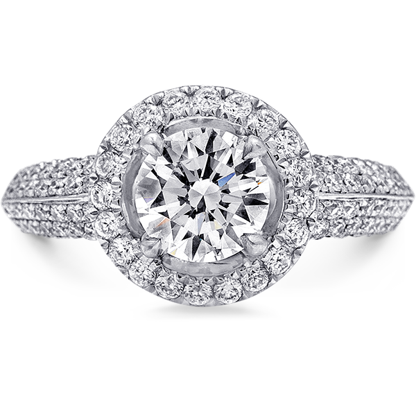 Halo Engagement Ring, White Diamonds, 1.01ct. Total