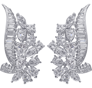 Earrings, White Diamonds, 6.84ct. Total