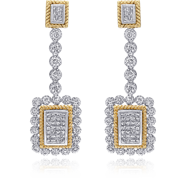 Drop Earrings, Diamonds, 3.50ct. Total