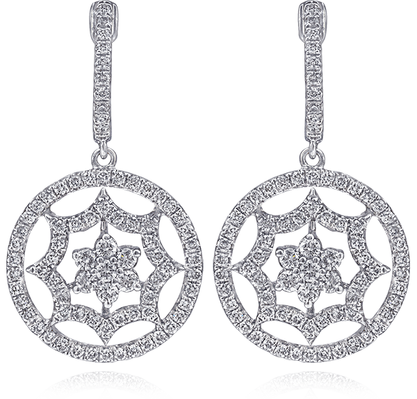 Drop Earrings, Diamonds, 1.39ct. Total