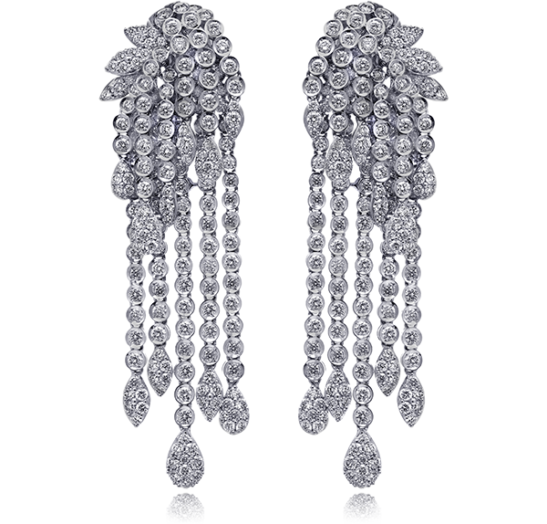 Chandelier Earrings, Diamonds, 37.53ct. Total