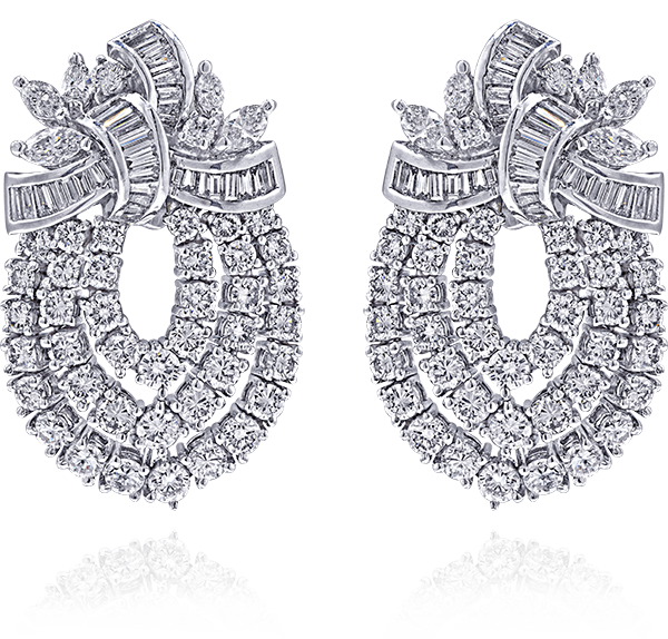 Button Earrings, Diamonds, 10.32ct. Total