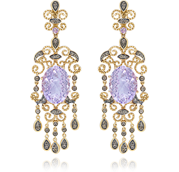 Chandelier Earrings, Brown Diamonds