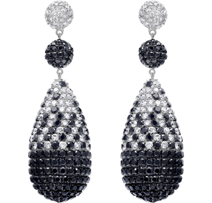 Drop Earrings, Black And White Diamonds, 39.71ct. Total