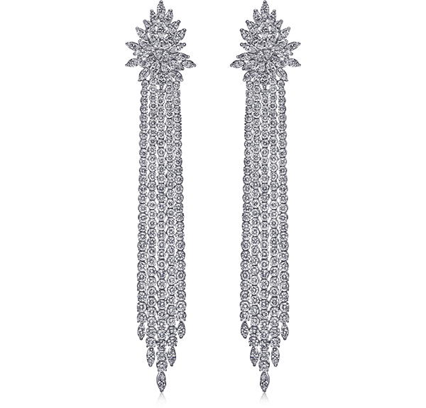 Drop Earrings, White Diamonds, 27.41ct. Total