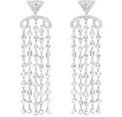 Chandelier Earrings, White Diamonds, 9.01ct. Total