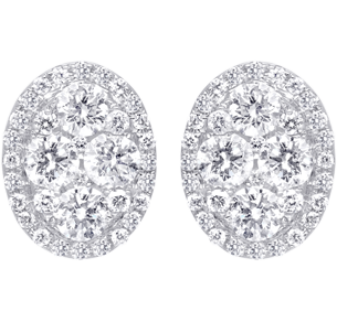 Stud Earrings, White Diamonds, 0.99ct. Total