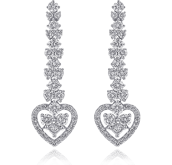 Drop Earrings, Diamonds, 3.56ct. Total