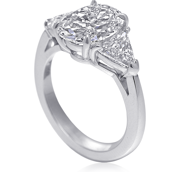 Three Stone Engagement Ring, Diamonds, 4.06ct. Total