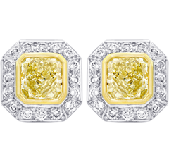 Earrings, Yellow And White Diamonds, 11.40ct. Total