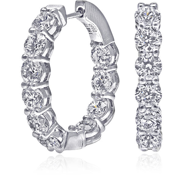 Huggie Earrings, Diamonds, 5.65ct. Total