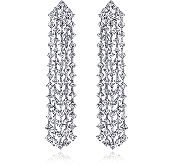 Chandelier Earrings, Diamonds, 9.89ct. Total