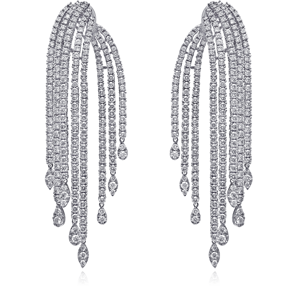 Button Earrings, Diamonds, 1.82ct. Total