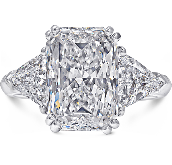 Three Stone Engagement Ring, White Diamonds, 6.36ct. Total