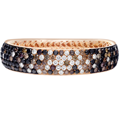 Cuff Bracelet, Black, Cognac And White Diamonds, 14.20ct. Total