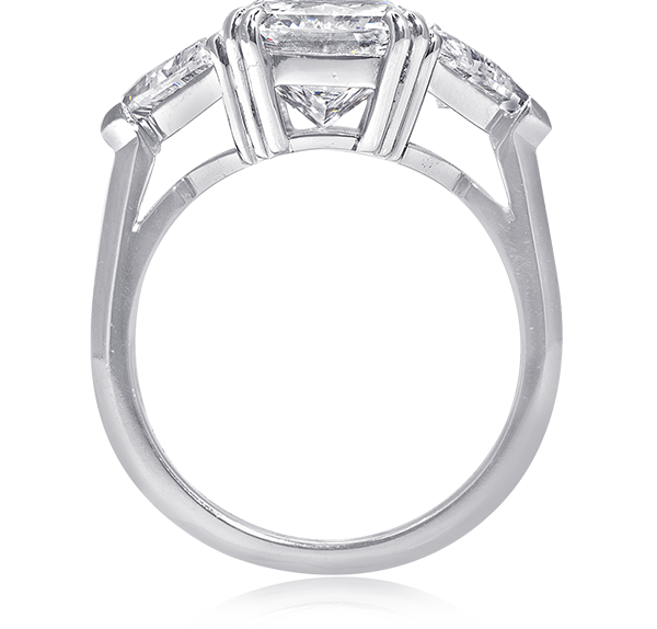 Three Stone Engagement Ring, White Diamonds, 6.36ct. Total