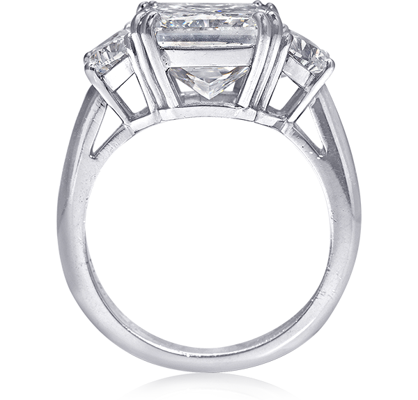 Three Stone Engagement Ring, White Diamonds, 6.20ct. Total