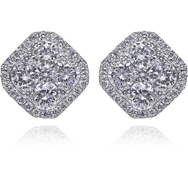 Stud Earrings, Diamonds, 1.21ct. Total