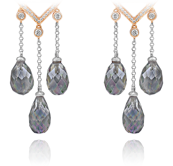 Drop Earrings, Diamonds, 0.97ct. Total