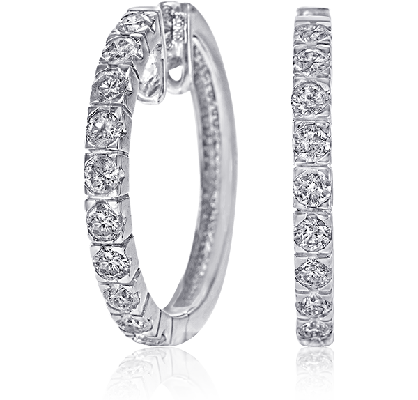 Hoop Earrings, Diamonds, 1.54ct. Total